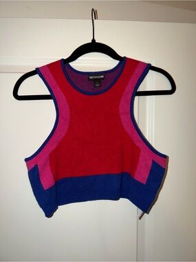 PrettyLittleThing Red Pink Blue Colorblock Cropped Tank Top